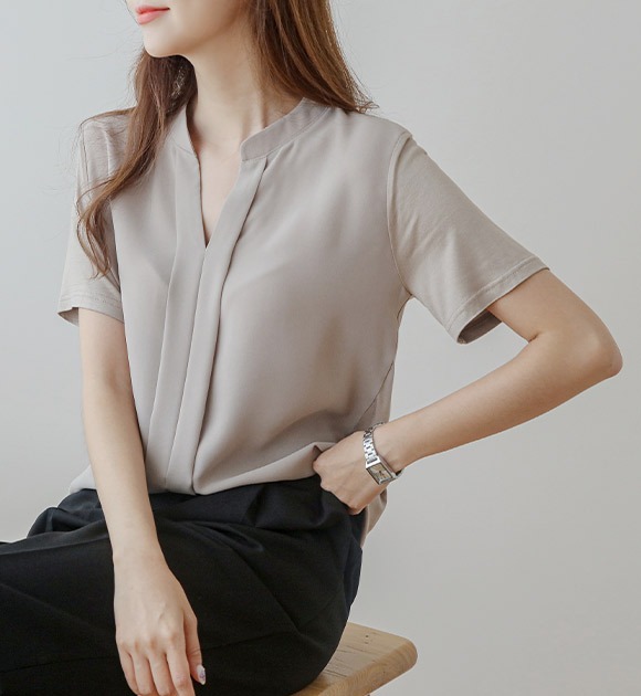 異素材コンビスキッパー半袖Tシャツ 韓国