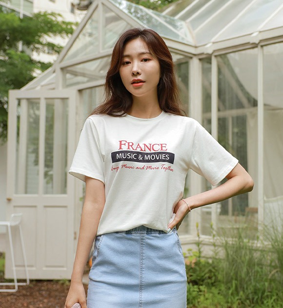 フランスレタリングTシャツ 韓国