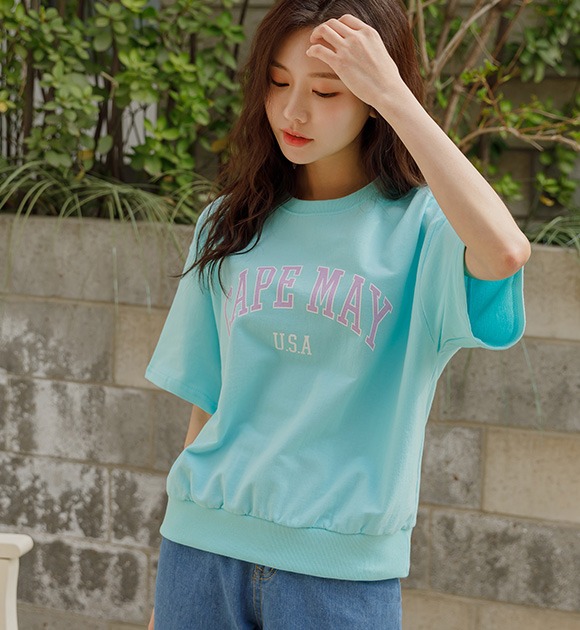 ホッジーレタリング 半袖 セーター Tシャツ 韓国