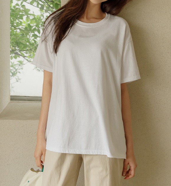 [J-BASIC] ツーサイズ スリット ルーズフィット Tシャツ 韓国
