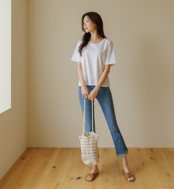 ヌジュ 強い縫製 半袖Tシャツ 韓国
