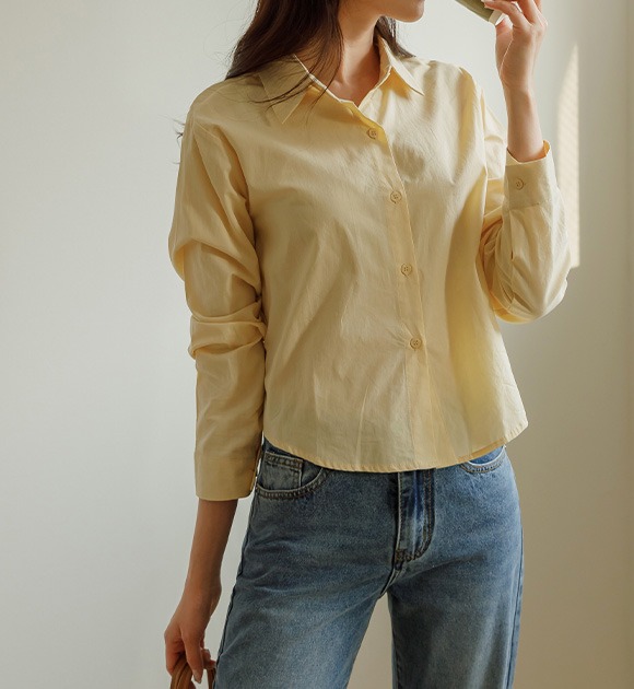 ニーロン簡単 綿 襟シャツ(短い/長い) 韓国