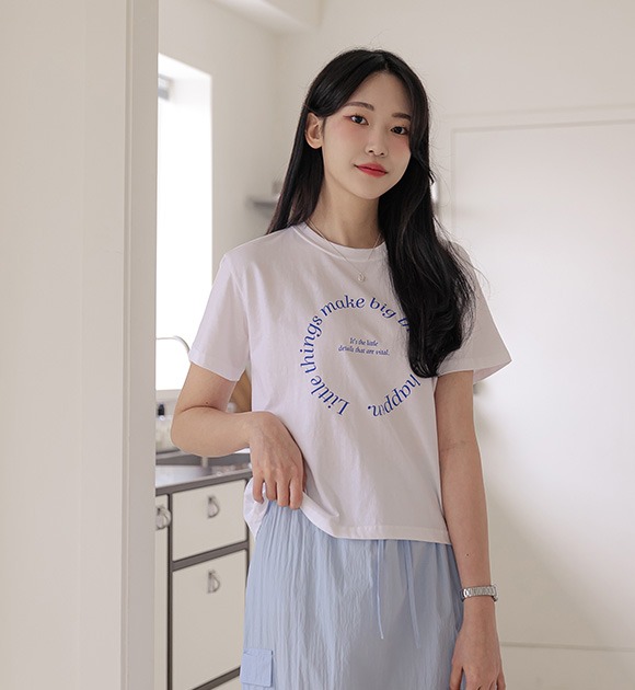 リトル  レタリング 半袖Tシャツ 韓国