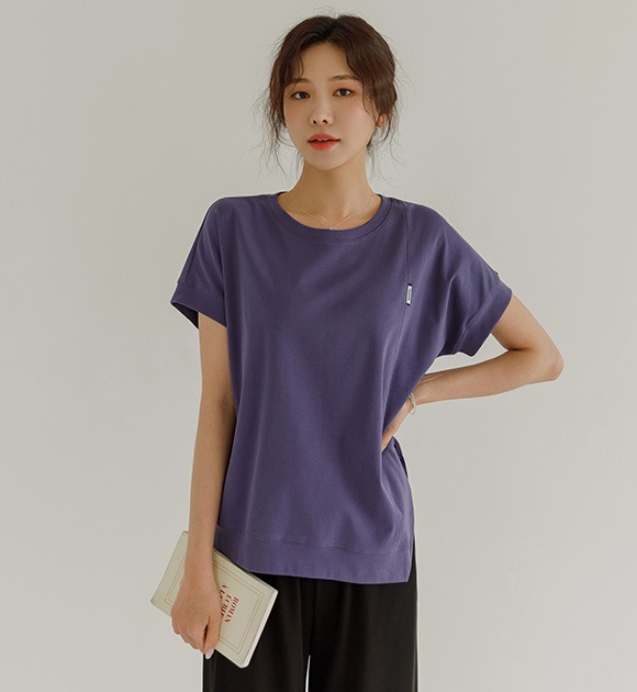 ファッションラベル スリット セーターTシャツ 韓国