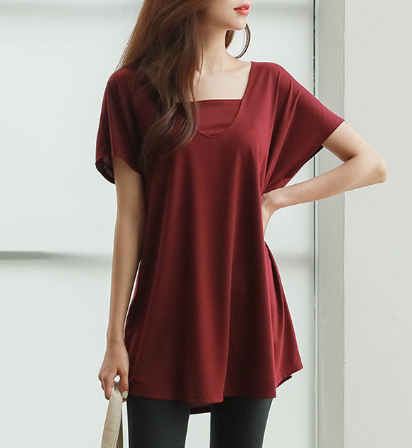 レイヤード風ロングTシャツ, 韓国ファッション