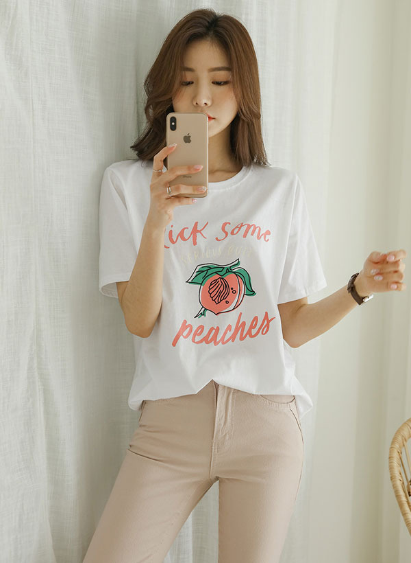 フロントロゴプリント半袖Tシャツ 韓国
