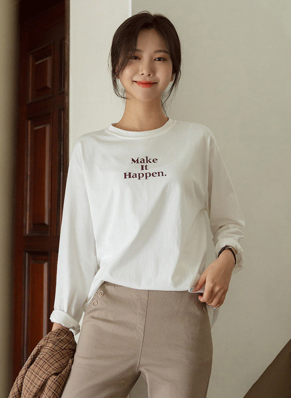カラープリント長袖Tシャツ 韓国