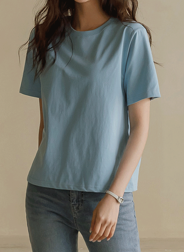 [J-BASIC] オピル セミクロップ Rネック 半袖Tシャツ 韓国