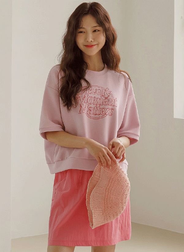 イベル スパンデックス プリント 半袖セーター 韓国