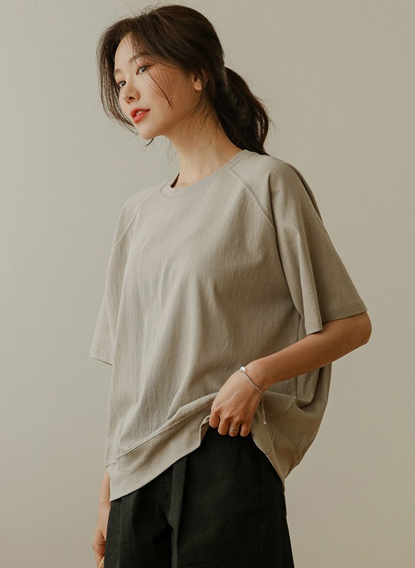 ラウンドネックコットン半袖Tシャツ 韓国