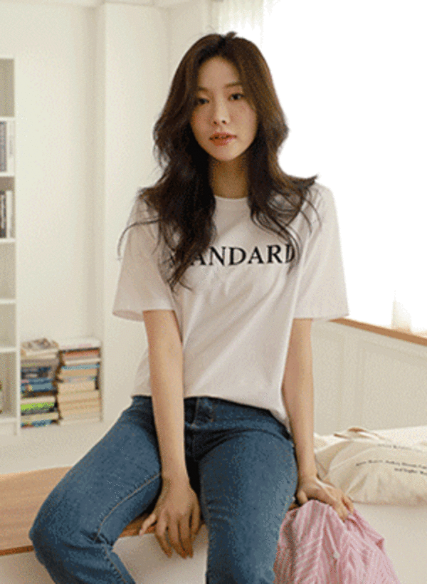 レタリングプリント半袖Tシャツ 韓国