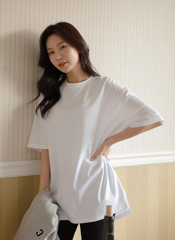 オーバーサイズ半袖コットンTシャツ 韓国