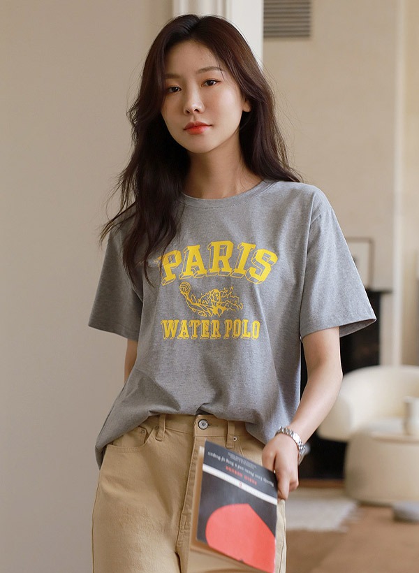 カジュアルプリントコットン半袖Tシャツ 韓国