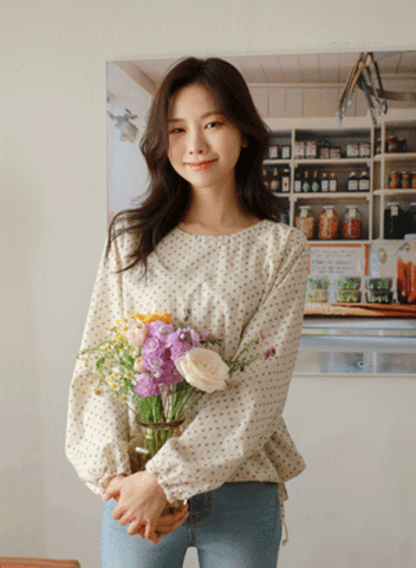 小花柄ドローストリングシャツ 韓国
