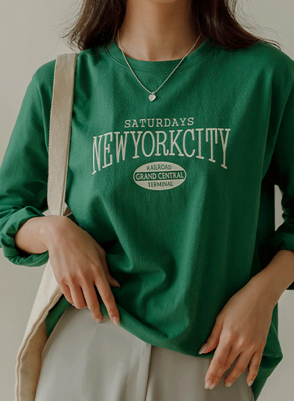 ニューヨーク市 印刷 長袖Tシャツ 韓国