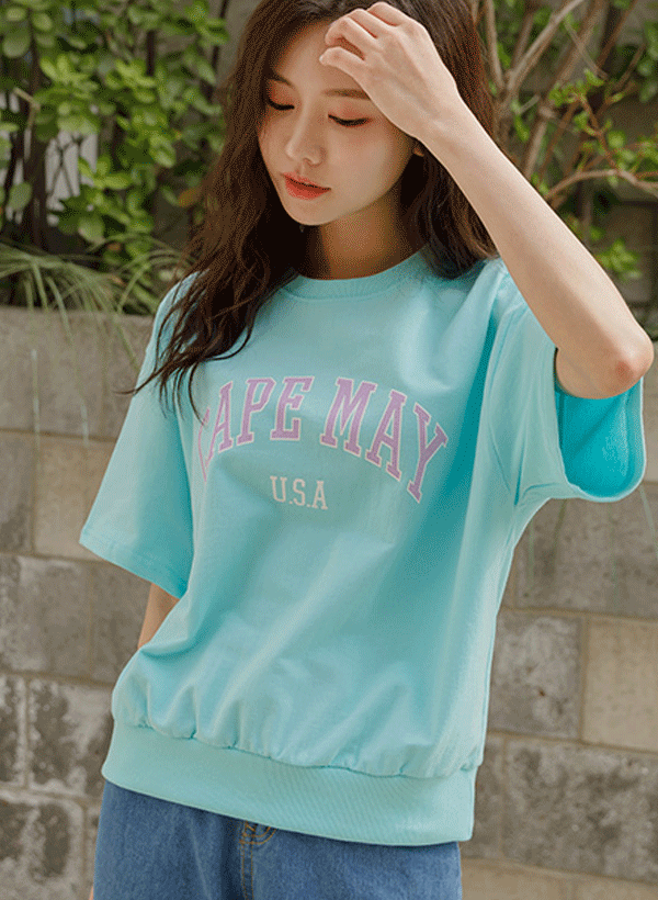 ホッジーレタリング 半袖 セーター Tシャツ 韓国