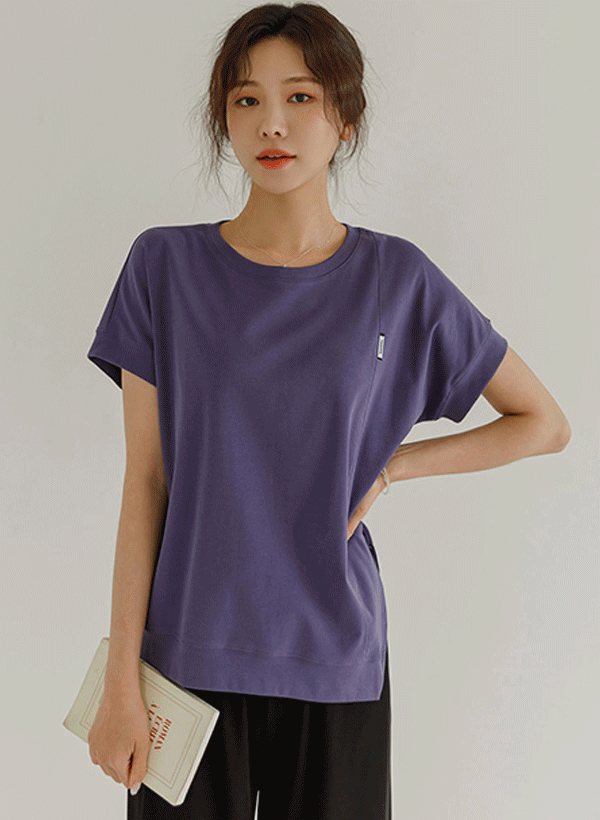 ファッションラベル スリット セーターTシャツ 韓国