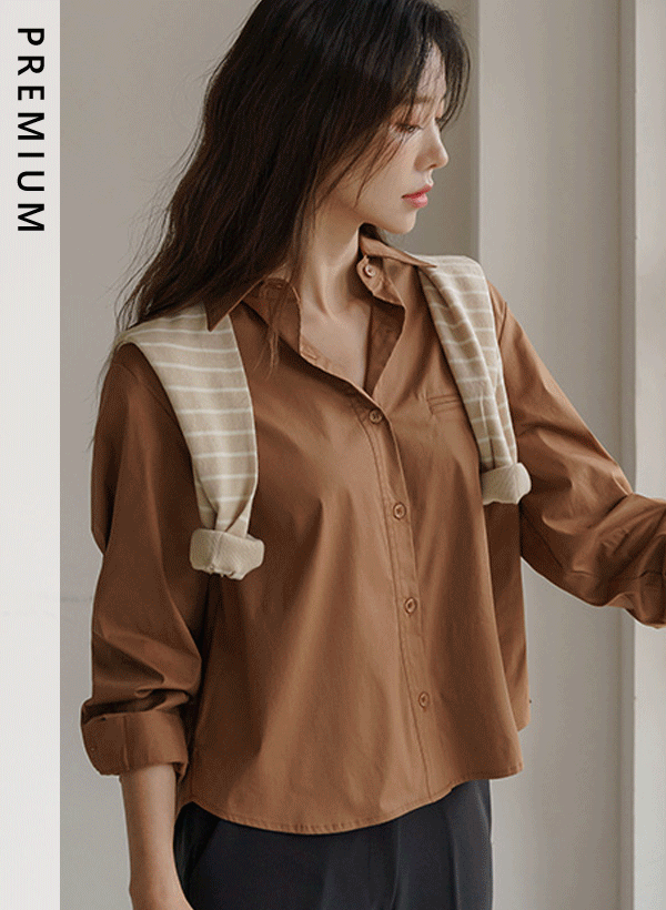 アトムカラー セミクロップ リップポケット スパンデックスシャツ 韓国